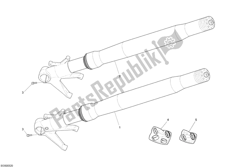 Alle onderdelen voor de Voorvork van de Ducati Superbike 1198 R USA 2010